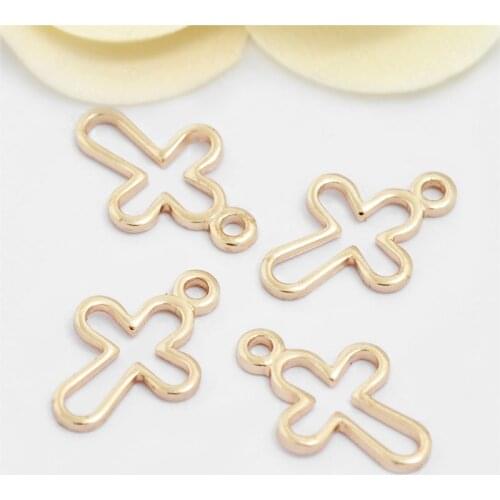20PCS 8x12MM 24K Champagne Gold Color Plated Brass Crosses Charms Pendants High Quality Diy Jewelry Accessories