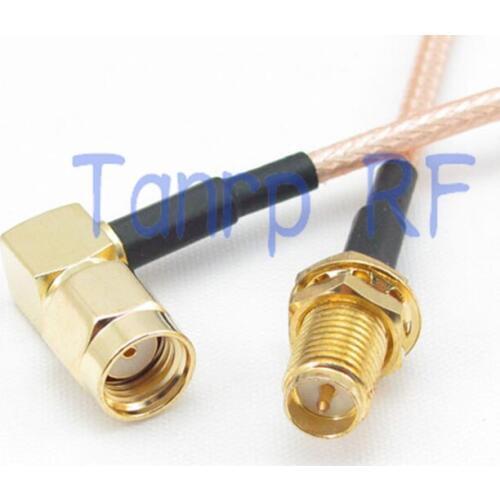 2PCS 20CM Pigtail coaxial jumper cable RG316 extension cable 8INCH RP-SMA female to RP-SMA male right angle RF adapter connector