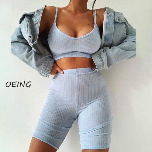 2021 Womens Stretchy Fitness Suits Two Pieces Sets Outfits Sexy Biker Shorts Sport Tracksuits