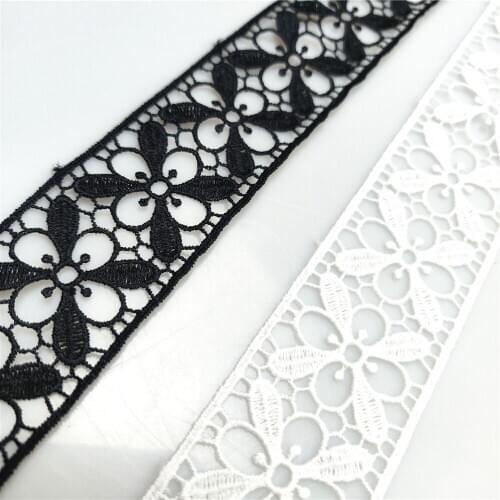 3.5cm Wide White Black Very Thin Embroidery Lace Fabric Trim Craft Ribbon Diy Sewing Collar Guipure Applique Wedding Decor