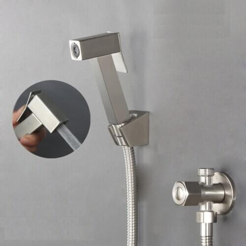 304 Stainless Steel Bidet Bathroom Hand Shower Bidet Toilet Sprayer Hygienic Shower Bidet Tap Wall Mounted Bidet Faucet Set