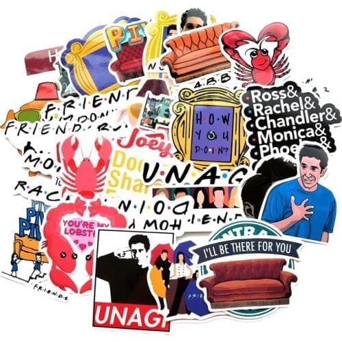 34pcs Friends tv show letter anime vintage paster gift toy cosplay funny decal scrapbooking diy stickers phone laptop waterproof
