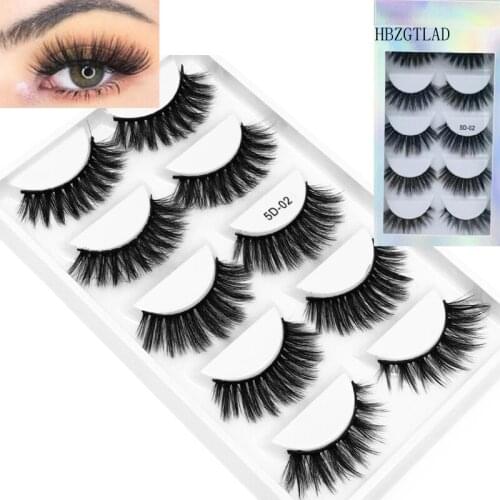 5 Pairs Multi pack 3D Soft Mink Hair False Eyelashes Handmade Wispy Fluffy Long Lashes Natural Eye Makeup Tools Faux Eye Lashes