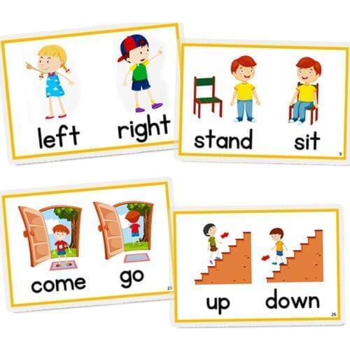 50pcs English Antonym Flash Cards For Toddlers Kids Flashcards Teacher Teaching Aid Montessori Early Educational Learning Toys