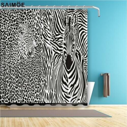 Abstract Black White Leopard Fabric Shower Curtain Set Bathroom Decor Waterproof Bathroom Curtain Bathing Cover Screen Shower
