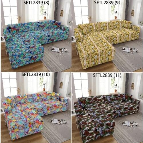 Geometric stripe printing corner sofa cover Puff seat Cushion cover Elastic sofa cover Armchair cover Plaid sofa sofa cushions
