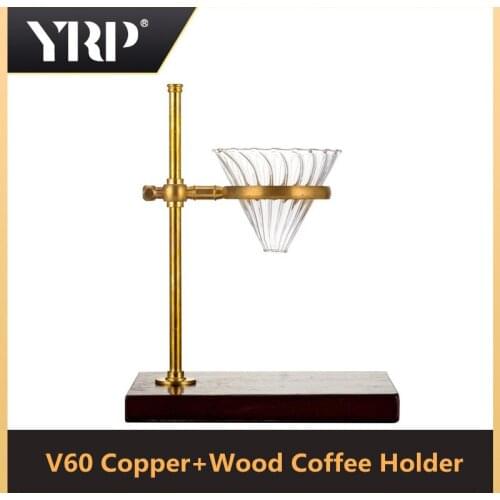 V60 Coffee holder dripper Coffee maker Copper Rack Wood Base Washable Coffee Paper Filter accessories barista tools reusable