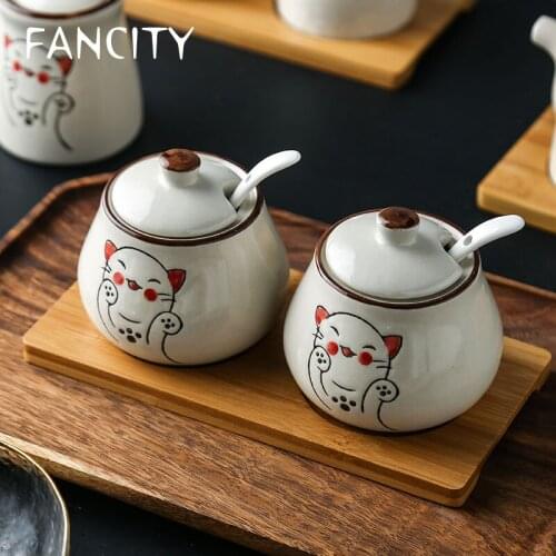 FANCITY Restaurant chili pot, ceramic seasoning pot, seasoning pot, seasoning box, seasoning bottle