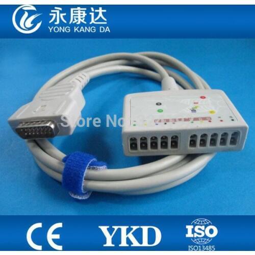 GE-Marqutte 10-lead EKG Trunk cable with 10k resistance,multi-link ECG cable,medical TPU cable,Free shipping