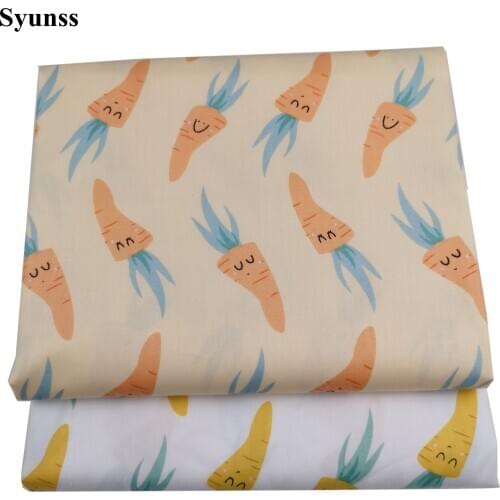 Syunss New Lovely Carrot Printed Cotton Fabric for Diy Patchwork Quilting Baby Cribs The Cloth Cushions Blanket Sewing Tissus