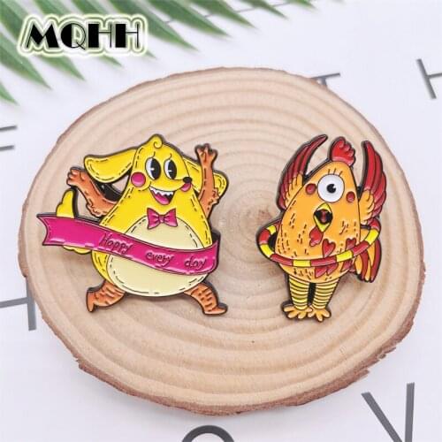 Creative Animal Rooster Dog Fitness Hula Hoop Enamel Pins Funny Cartoon Alloy Brooch Badge Clothes Accessories Punk Jewelry Gift