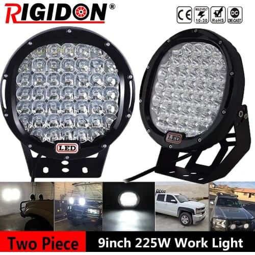 RIGIDON 2PCS 9 Inch 225W Round LED Work Light Flood Spot Driving Lamp Headlight for Offroad SUV / ATV / Truck / Boat / 4x4 / UTE