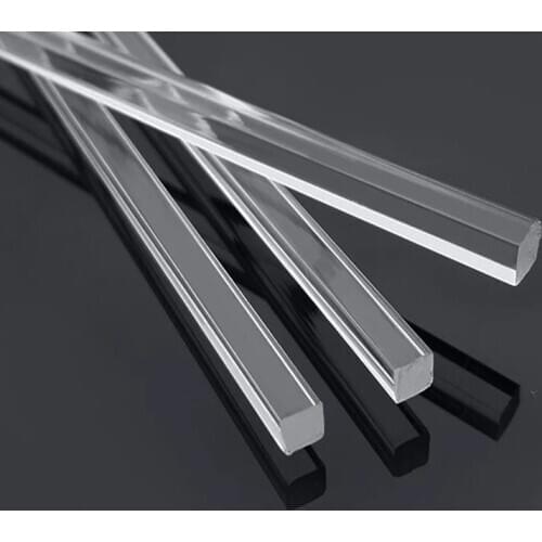 2pcs 300mm length 2/3/4/5/6/8/10/15/20/30mm diameter acrylic square bar solid wand transparent plexiglass rod PMMA quartet stick