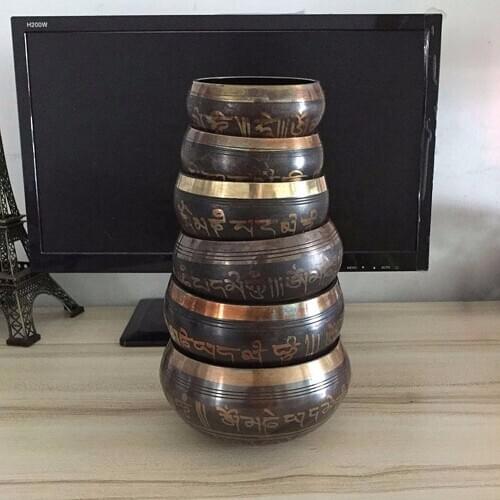 Copper Yoga Tibetan Singing Bowl Set Hand Hammered For Meditation Prayer Chakra Himalayan Crystal Home Decoration Decorative