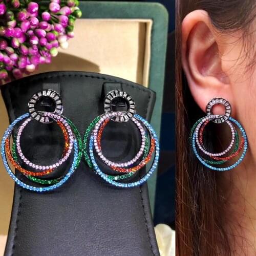 Trendy Romantic BOHO Round Pendant Earrings for Women Bridal Wedding Party Jewelry Bohemia Style Top Quality Accessories