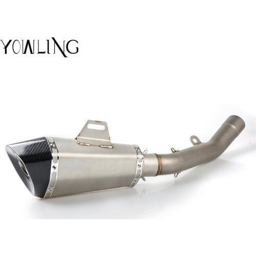 Motorbike Carbon Fiber Muffler Modified Exhaust Mid Link Pipe Exhasut Full System Slip On FOR KAWASAKI Z800 2013 2014- 2016 2017