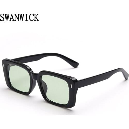 Swanwick square sunglasses men polarized women TR90 frame colored lens korean style yellow green fashion style tourism uv400