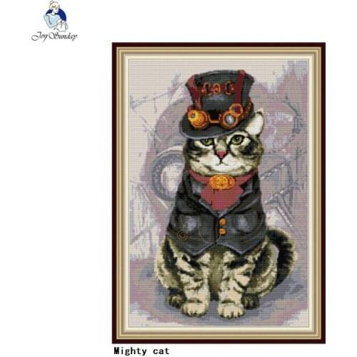 The mighty cat cross stitch kit 11CT print fabric 14CT count canvas animal pattern embroidery needlework set DIY home decoration