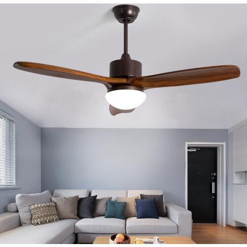 Nordic Vintage Concise Wood LED Ceiling Fans With Lights Loft Living Room Restaurant Cafe Modern Ceiling fan With Remote Control