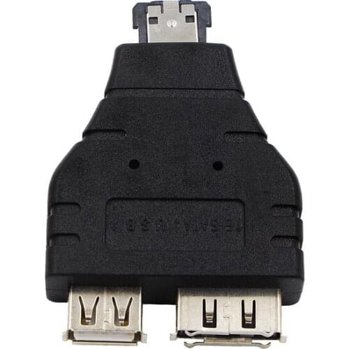 Wholesale Power eSATA To eSATA + USB Combo Splitter Converter Adapter Connector Hard Disk Cable Dual Port Converters Universal
