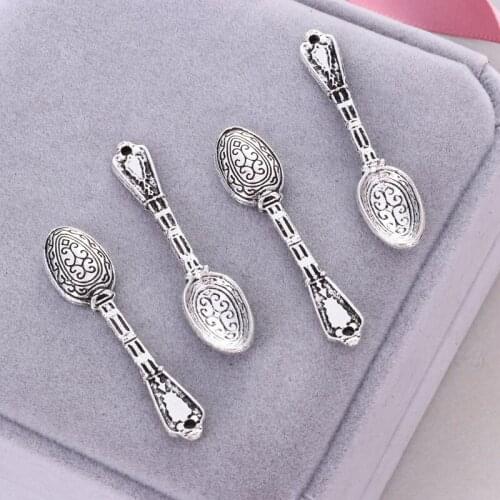 Spoon Charm Pendant Necklace Pattern Tibetan Silver Jewelry Antique Pendant DIY Metal Alloy
