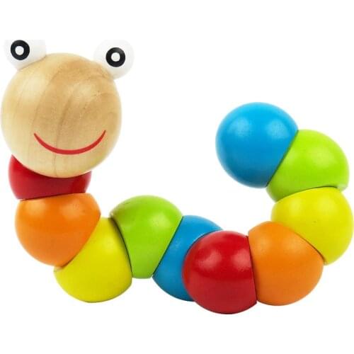 1pcs Colorful Insects Kids Educational Wooden Toys Baby Children Fingers Flexible Training Science Twisting Worm Toys for Kids