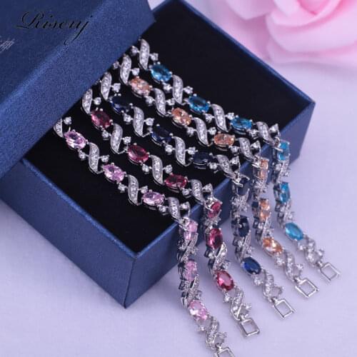 Luxury silver color bracelet for women yellow&white cubic zircon charm female jewelry wedding party engagement wholesale gift