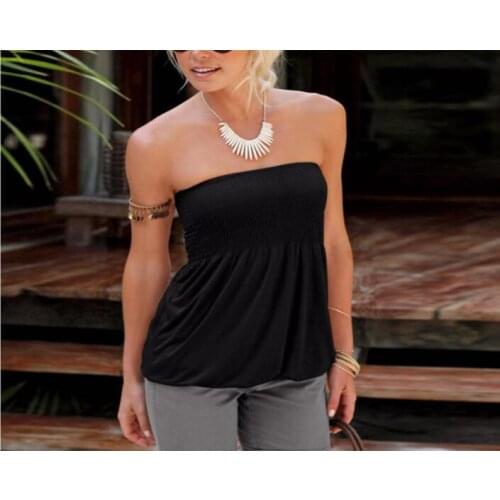 Sexy Women Top Tube 2020 Summer Fashion Strapless Women T Shirt Slim Wasit Skinny Beach Tanks Ruffles Camis