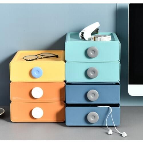 Stackable Storage Drawer Small Desktop Storage Containers with Drawers Plastic Organizer Box for Office Supplies Makeups Jewelry