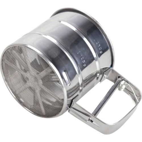 Mesh Flour Sifter Manual Sugar Icing Shaker Stainless Steel Cup Shape Kitchen Tools CLH@8