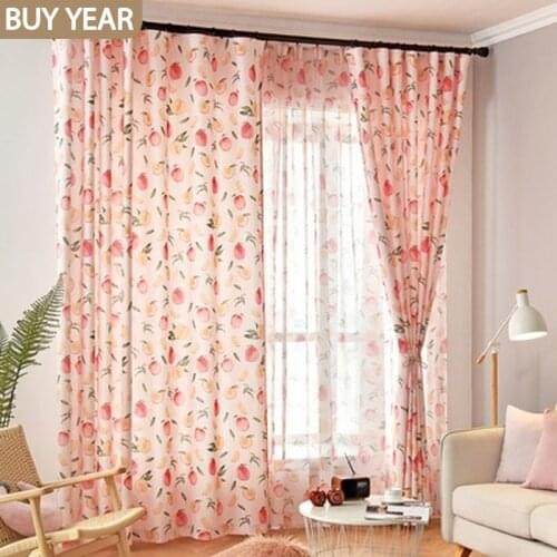 Nordic Curtains for Living Dining Room Bedroom American Pastoral Peach Curtains Finished Fresh Semi-shading Curtains Custom