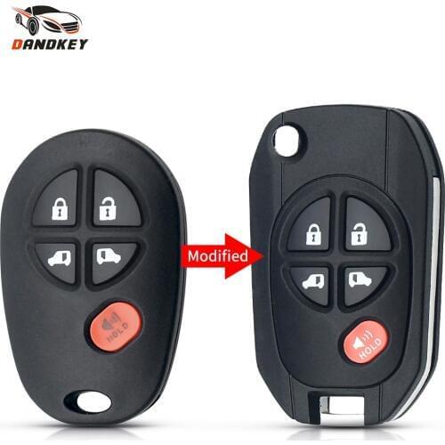 Dandkey Replacement Flip Key Case For Toyota Sienna Highlander Sequoia Avalon 2004 2016 Remote Control Key Shell