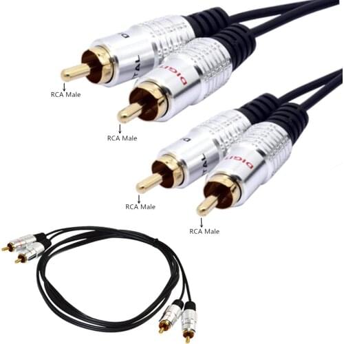 ERE 2RCA Male to 2RCA Male Stereo Audio Cable Gold Plated for Home Theater, HDTV, Amplifiers, Hi-Fi Systems, Speakers