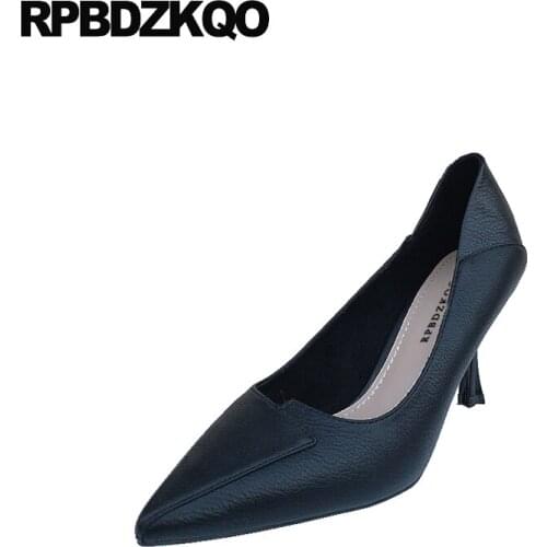 Office Slip On Beige Pumps Pointed Toe Girls Cheap Black Ladies Formal Shoes Size 4 34 Work 3 Inch Scarpin High Heels 2021 Court