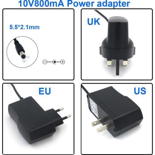 High quality 10V 800mA 5.5x2.1mm Universal AC DC Power Supply Adapter with 1.5m Cable Charger Batteries for toy Free Shipping