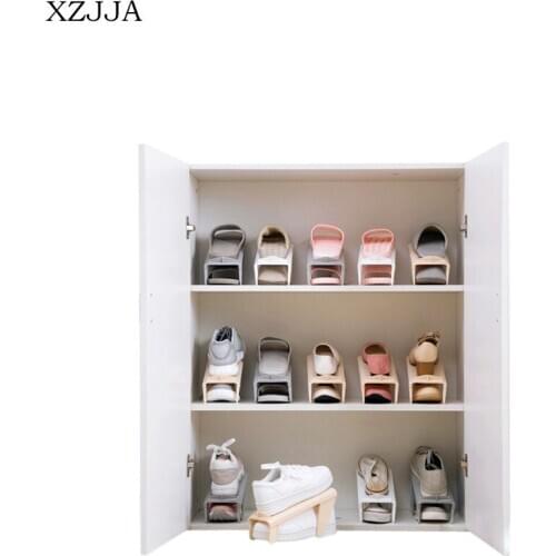 XZJJA Creative Height Adjustable Double Layer Shoe Rack Household Simple Shoes Shelf Living Room Bathroom Shoebox Shoe Organizer