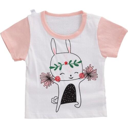 6M-4T Toddler Girls Summer Cartoon T-Shirt Baby Crew Neck Short Sleeve Cotton Bunny Printed Tees Pullover Cute Tee