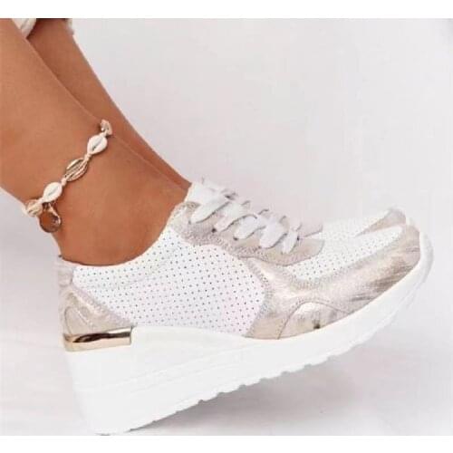 Womens shoes lace-up womens vulcanized shoes platform sport womens sneaker breathable sneaker 36-43