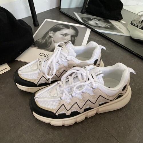 College style Harajuku retro mesh breathable and comfortable thick-soled womens casual sneakers 2021 spring and autumn trend