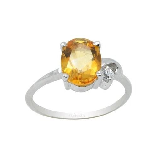 100% Real 925 Silver Citrine Ring for Party 6mm*8mm Natural Citrine Silver Ring Sterling Silver Yellow Crystal Ring