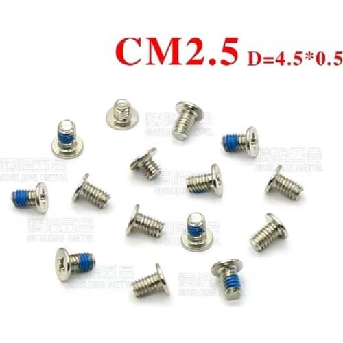 1000PCS M2.5X2.5/4mm Countersunk head philips machine screw nickel plated laptop screws CM2.5
