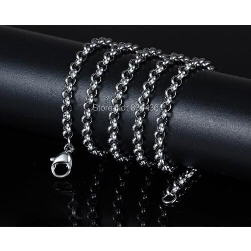 2mm 2.5mm stainless steel necklace round rolo link chains women mens fashion DIY jewelry findings parts wholesale of 10-100pcs