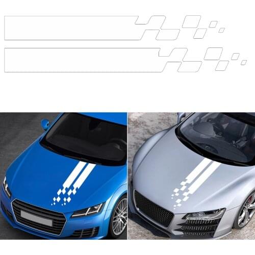 2pcs Car Hood Decal Sticker Refit Vinyl Film For BMW Ford Toyota Renault Peugeot Subaru Mustang Honda Racing flag Universal Ship