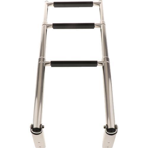 3 Step Slide Mount Telescoping Boat Ladder Swim Step for Pontoon Fishing Boat Swimming Pool, Stainless Steel
