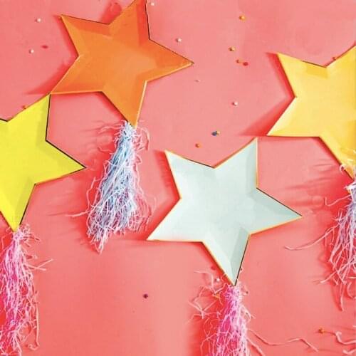 8pcs Star Silver Gold Foil Dessert Paper Plates New Years Eve Party & Christmas Shiny Tableware Jazzy Star Pastel Assortment