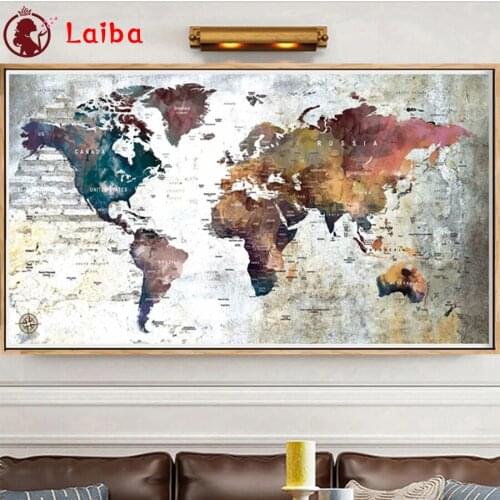 Diamond Mosaic Abstract Colorful world map Picture Of Rhinestone Diamond Painting Cross Stitch Embroidery Needlework Wall Art