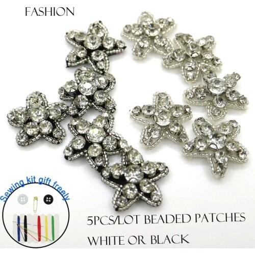 5pcs/lot star embroidered beaded Patches for Clothes sew on rhinestone sequins parche Appliques Decoration Badge parche