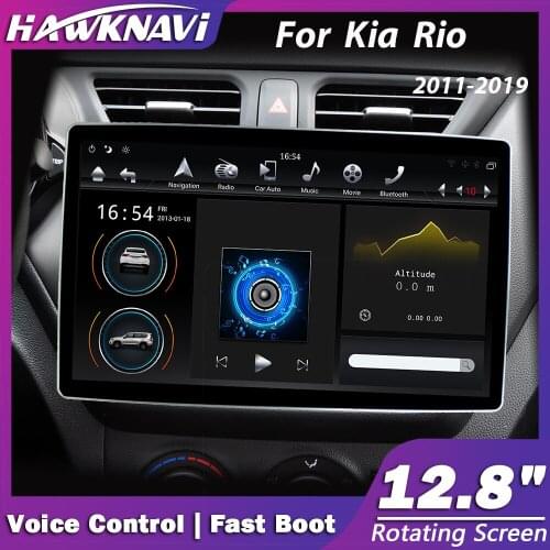 Hawknavi 12.8" Android Car Video Players For Kia Rio 2011-2019 GPS DVD Radio Navigation Headunit Carplay With PX6 DSP