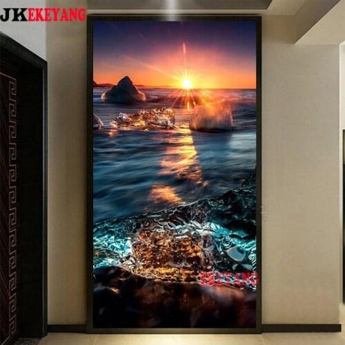 Large 5D Diy diamond painting Sunrise by the sea Diamond Mosaic Rhinestone Embroidery cross stitch Y4268