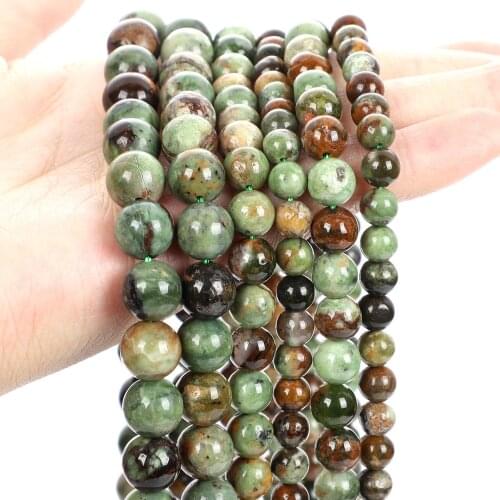 Natural Stone Green Opal Beads Smooth Round Loose Spacer Bead For Jewelry Making Bracelet Charm Accessories DIY Earrings 6/8/10M